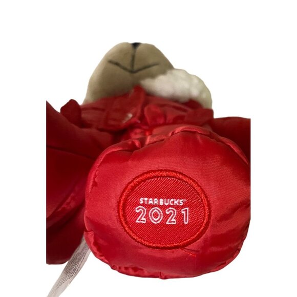 Starbucks 2021 Holiday Bear Plush In Red Quilted Puffer Snow Suit - Picture 3 of 4